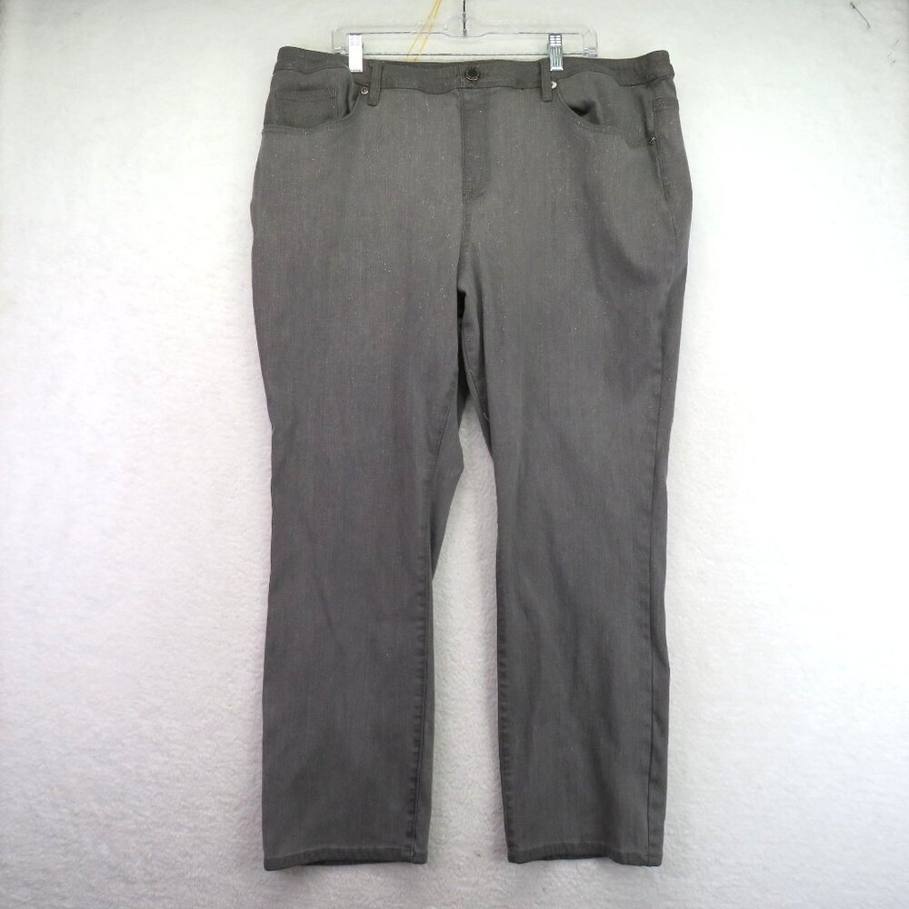 DG2 By‎ Diane Gilman Jeans Womens Size 22W Gray Glitter Denim Stretch